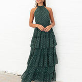 Anaya With Love Recycled Dark Green Halter Neck Tiered Maxi Dress