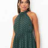 Anaya With Love Recycled Dark Green Halter Neck Tiered Maxi Dress