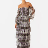Anaya With Love Floral Long Sleeve Bardot Maxi Dress