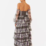 Anaya With Love Floral Long Sleeve Bardot Maxi Dress