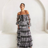 Anaya With Love Floral Long Sleeve Bardot Maxi Dress