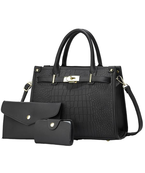 ALENOR™ – Crocodile Embossed Large Capacity Crossbody Handbag Set