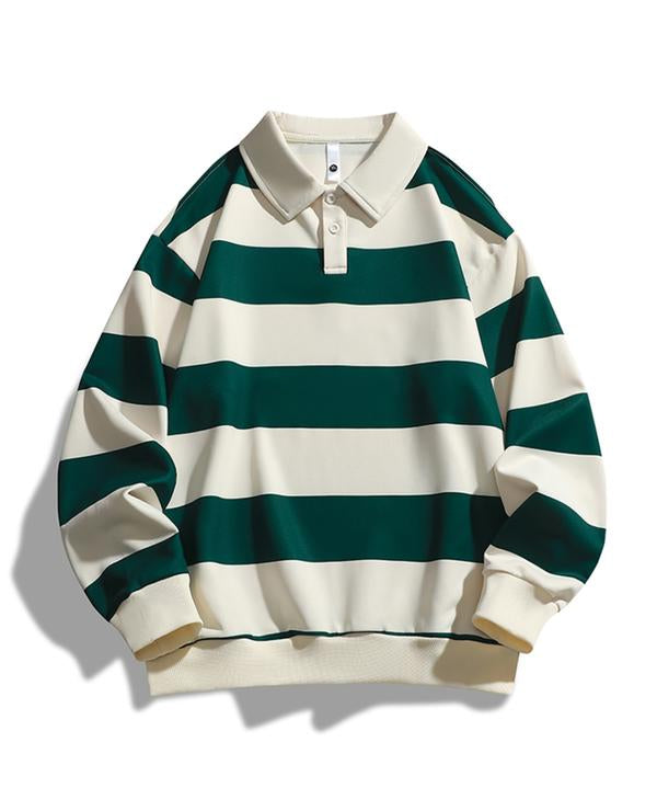 ZOE™ - Classic Fashion Striped Collar Long Sleeve Sweatshirt