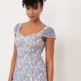 Maya Light Blue Sweetheart Neck Lace Midaxi Dress