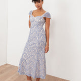 Maya Light Blue Sweetheart Neck Lace Midaxi Dress