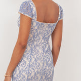 Maya Light Blue Sweetheart Neck Lace Midaxi Dress