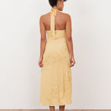 Maya Buttercream Floral Motif Halter Neck Midaxi Dress