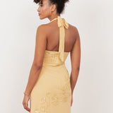 Maya Buttercream Floral Motif Halter Neck Midaxi Dress
