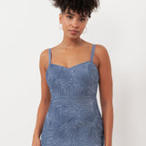 Maya Infinity Blue 3D Textured Chiffon Midi Dress
