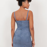 Maya Infinity Blue 3D Textured Chiffon Midi Dress