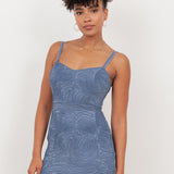 Maya Infinity Blue 3D Textured Chiffon Midi Dress