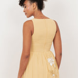 Maya Buttercream Floral Embellished V Neck Midaxi Dress with Split