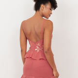Maya Pink Embellished Cami Maxi Dress with Waterfall Ruffle