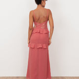Maya Pink Embellished Cami Maxi Dress with Waterfall Ruffle