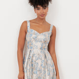 Maya Blue Floral Jacquard Strappy Midi Dress