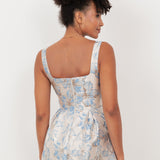 Maya Blue Floral Jacquard Strappy Midi Dress