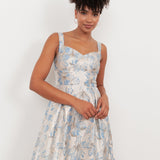 Maya Blue Floral Jacquard Strappy Midi Dress