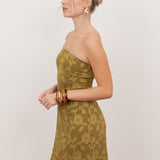 Anaya With Love Recycled Golden Olive Floral Burnout Bandeau Maxi Dress