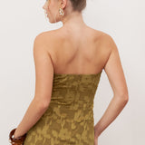 Anaya With Love Recycled Golden Olive Floral Burnout Bandeau Maxi Dress