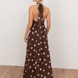 Anaya With Love Recycled Brown Polka Dot Halter Neck & Open Back Maxi Dress