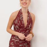 Anaya With Love Recycled Rust Floral Ruched Halter Neck Midaxi Dress