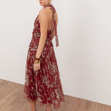 Anaya With Love Recycled Rust Floral Ruched Halter Neck Midaxi Dress