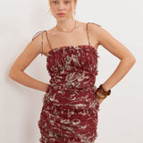 Anaya With Love Recycled Rust Floral Square Neck Ruched Maxi Dress