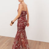 Anaya With Love Recycled Rust Floral Square Neck Ruched Maxi Dress