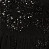 Maya Black Embellished Tulle Maxi Dress with Open Back