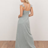 Anaya With Love Recycled Cloud Blue Strappy V Neck Maxi Dress with Skirt Split & Ruffle Detail