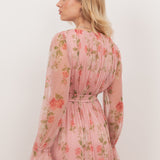 Anaya With Love Recycled Pink Floral Print Faux Wrap Maxi Sleeve Midaxi Dress