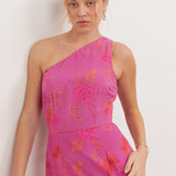 Anaya With Love Recycled Hot Pink Floral Print One Shoulder Maxi Dress