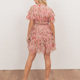 Anaya With Love Recycled Pink Floral Print Short Sleeve Ruffled Mini Dress