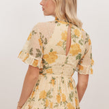Anaya With Love Recycled Yellow Floral Print Short Sleeve Tiered Midaxi Dress