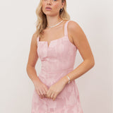 Anaya With Love Recycled Peony Pink Floral Burnout Strappy Asymmetric Ruffle Maxi Dress