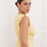 Anaya With Love Recycled Butter Yellow Flutter Sleeve Ruffle Maxi Dress