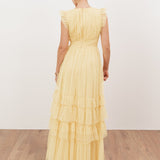 Anaya With Love Recycled Butter Yellow Flutter Sleeve Ruffle Maxi Dress
