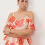 Anaya With Love Recycled Floral Cold Shoulder Tiered Maxi Dress