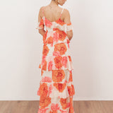 Anaya With Love Recycled Floral Cold Shoulder Tiered Maxi Dress
