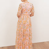 Anaya With Love Recycled Pink Floral & Sequin V Neck Frill Maxi Dress