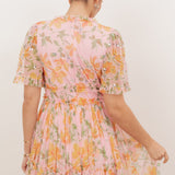 Anaya With Love Recycled Pink Floral & Sequin V Neck Frill Maxi Dress