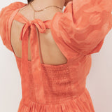 Anaya With Love Recycled Coral Floral Burnout Sweetheart Neck Puff Sleeve Midaxi Dress