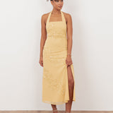 Maya Buttercream Floral Motif Halter Neck Midaxi Dress
