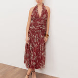 Anaya With Love Recycled Rust Floral Ruched Halter Neck Midaxi Dress