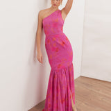 Anaya With Love Recycled Hot Pink Floral Print One Shoulder Maxi Dress
