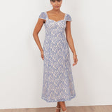 Maya Light Blue Sweetheart Neck Lace Midaxi Dress