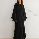 Anaya With Love Recycled Black Oversized Ruffle Sleeve Maxi Dress