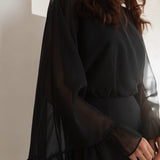 Anaya With Love Recycled Black Oversized Ruffle Sleeve Maxi Dress