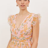 Anaya With Love Recycled Pink Floral V Neck Tiered Midaxi Dress