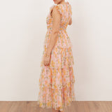 Anaya With Love Recycled Pink Floral V Neck Tiered Midaxi Dress